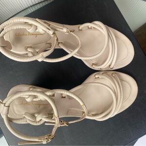 Salvatore Ferragamo cream color Sandals 7.5